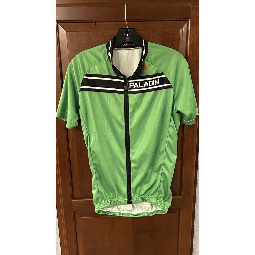 Paladin Cycling Jersey Mens Large Logo Graphic Print Full Zip Green